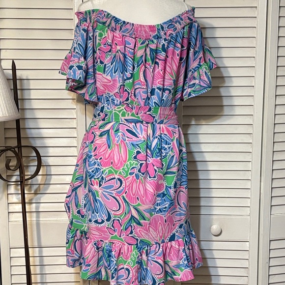 Lilly Pulitzer Asymmetrical Dress in Pink and Green Floral - Picture 12 of 16